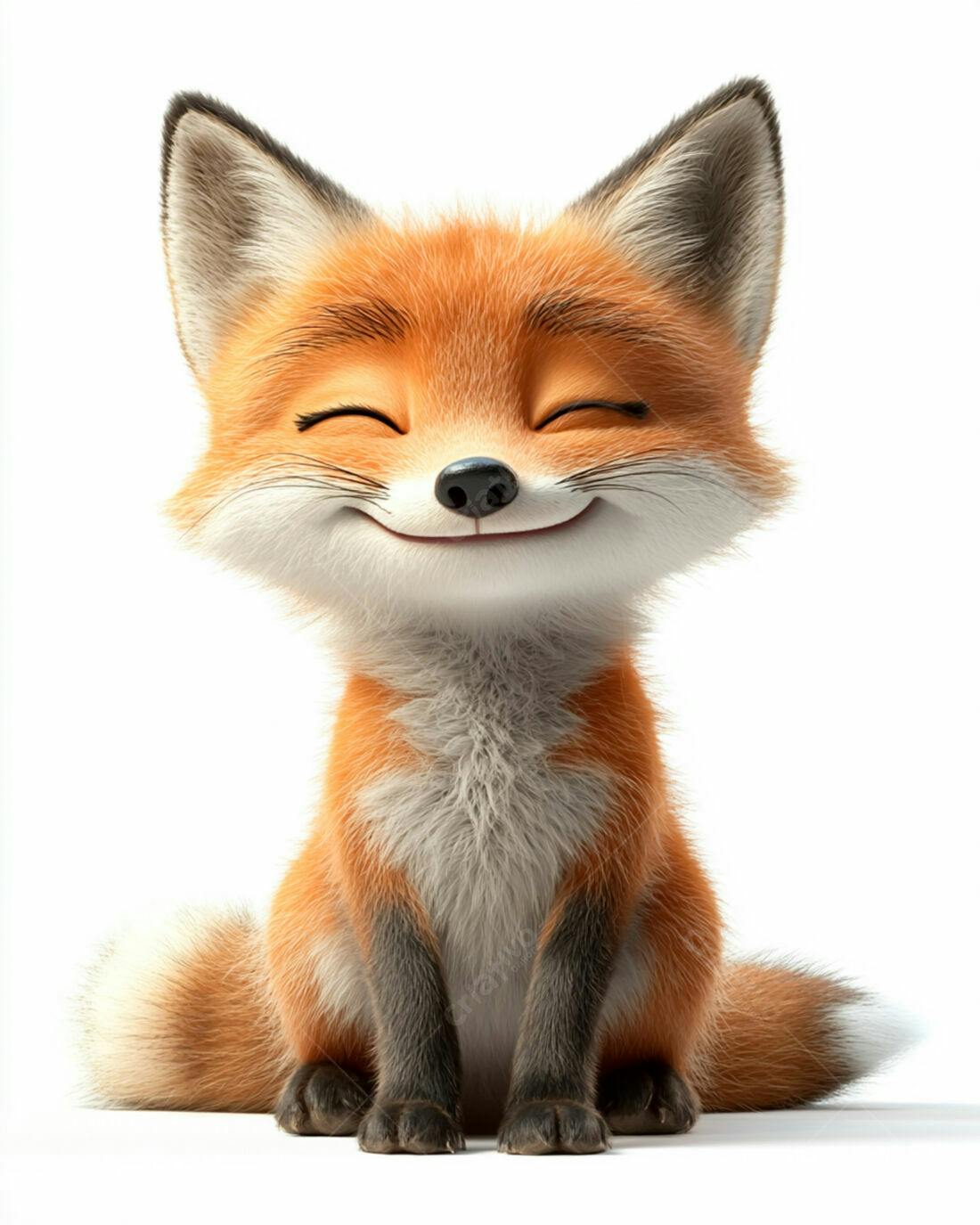 Raposa fofa sorrindo fundo branco
