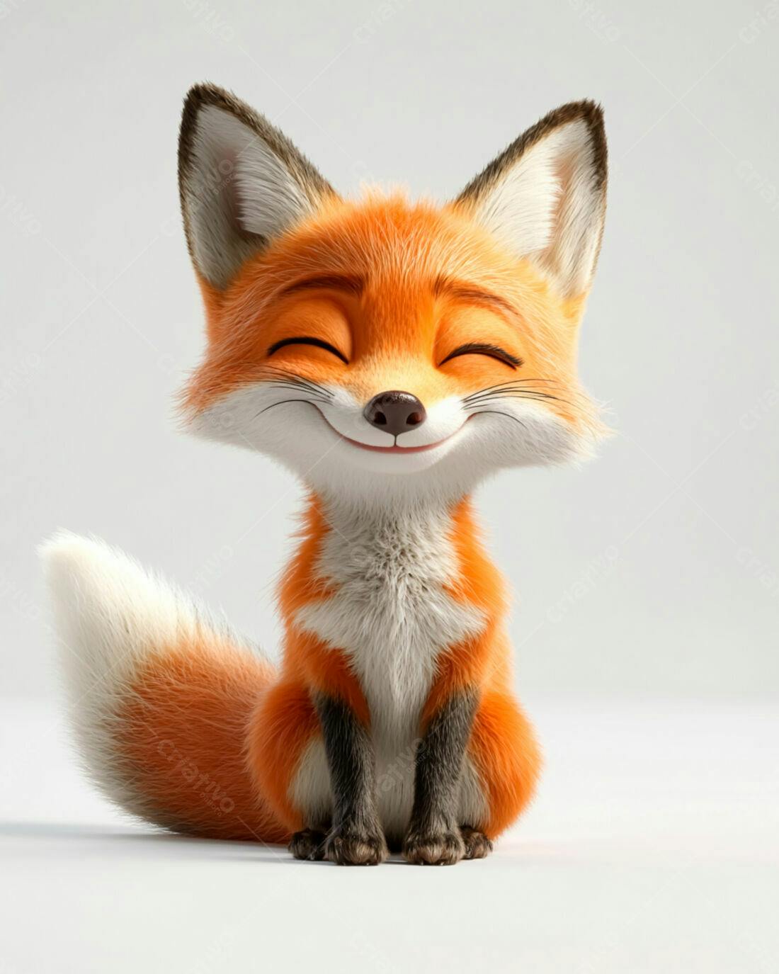 Raposa fofa sorrindo fundo branco