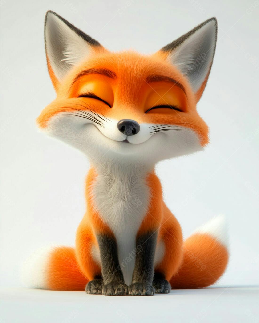 Raposa fofa sorrindo desenho animado