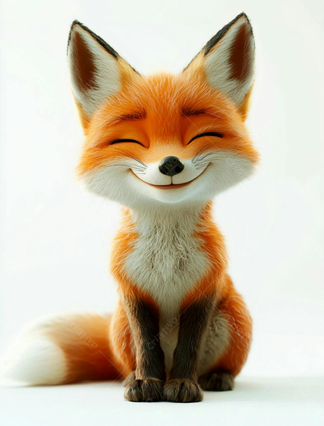 Raposa fofa sorrindo fundo branco