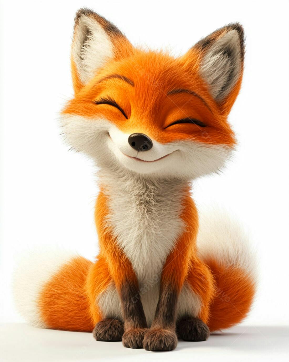 Raposa fofa sorrindo fundo branco