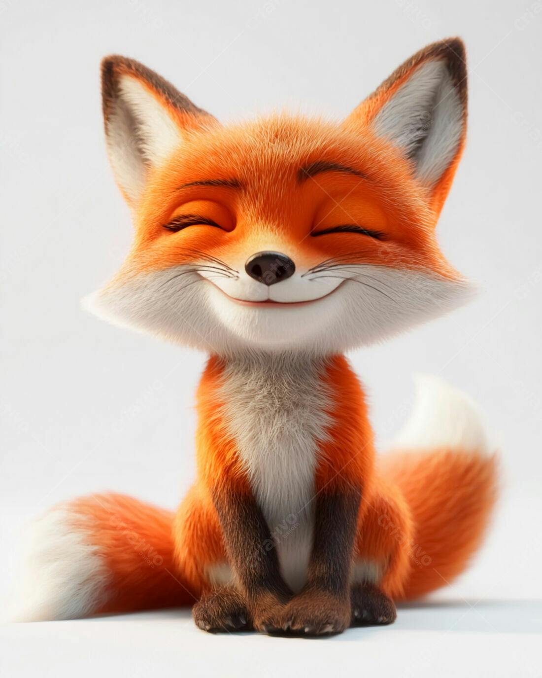 Raposa fofa sorrindo fundo branco