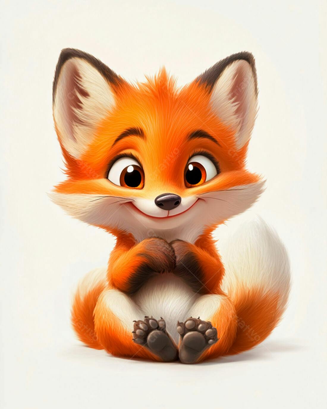 Raposa fofa desenho animado laranja feliz