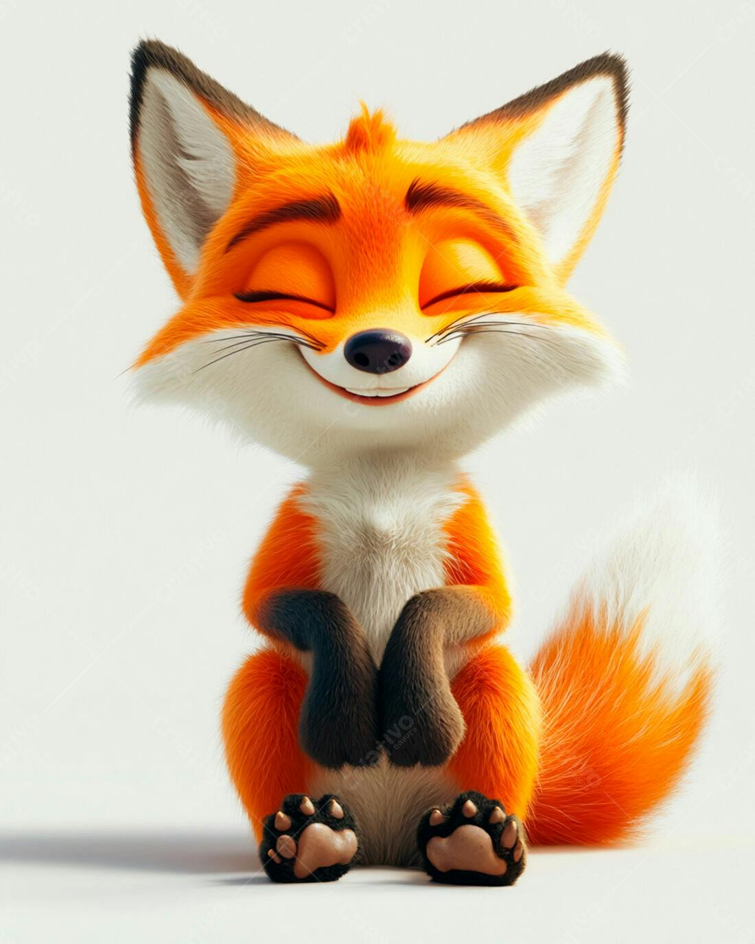 Raposa fofa sorrindo fundo branco