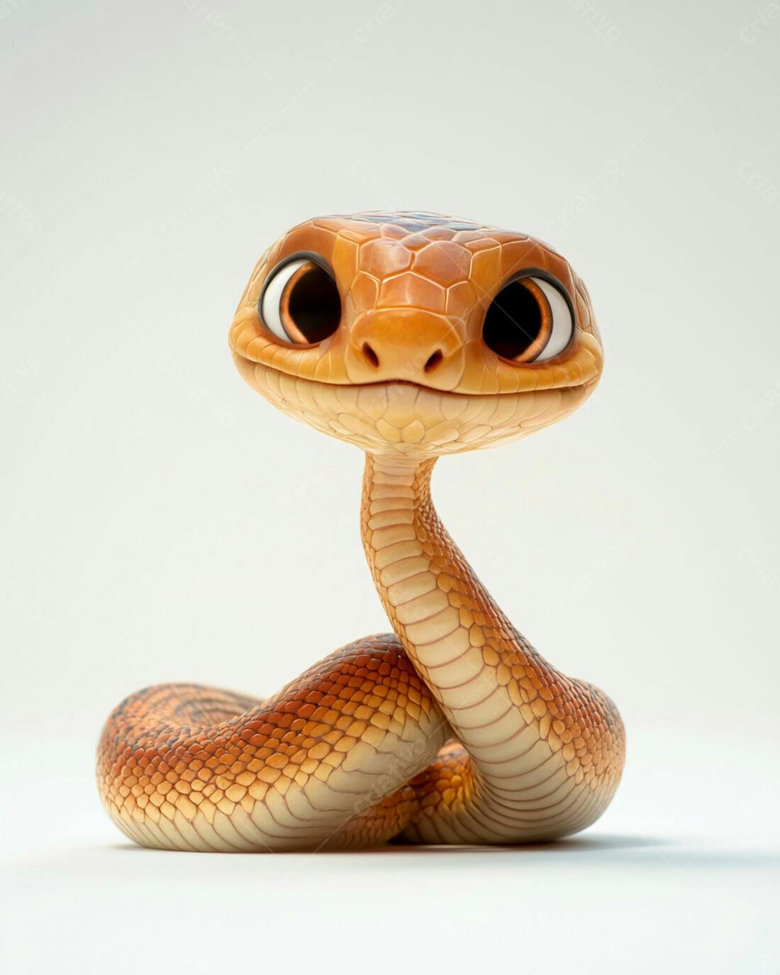 Cobra fofa desenho animado tons laranja