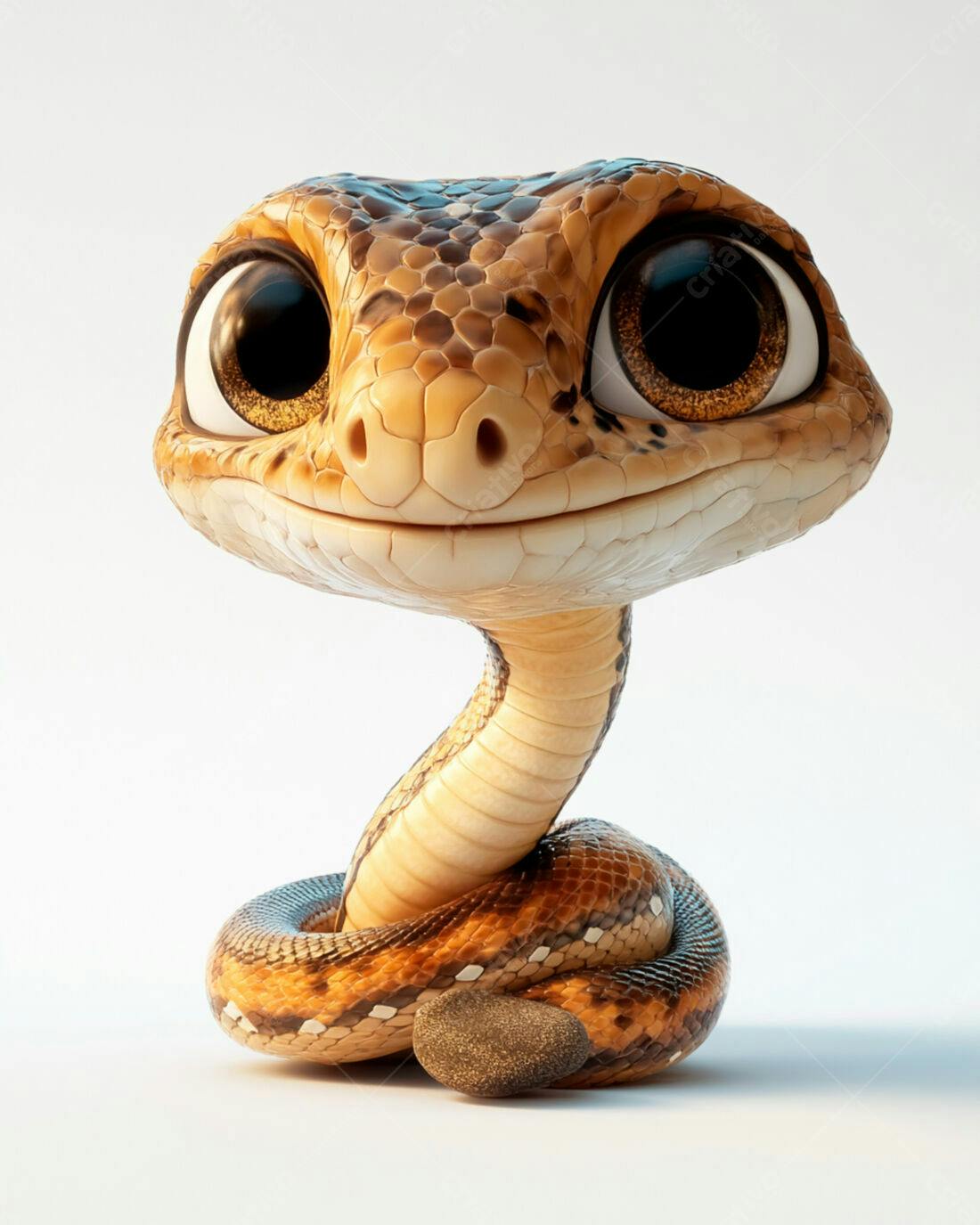 Cobra fofa com grandes olhos desenho animado