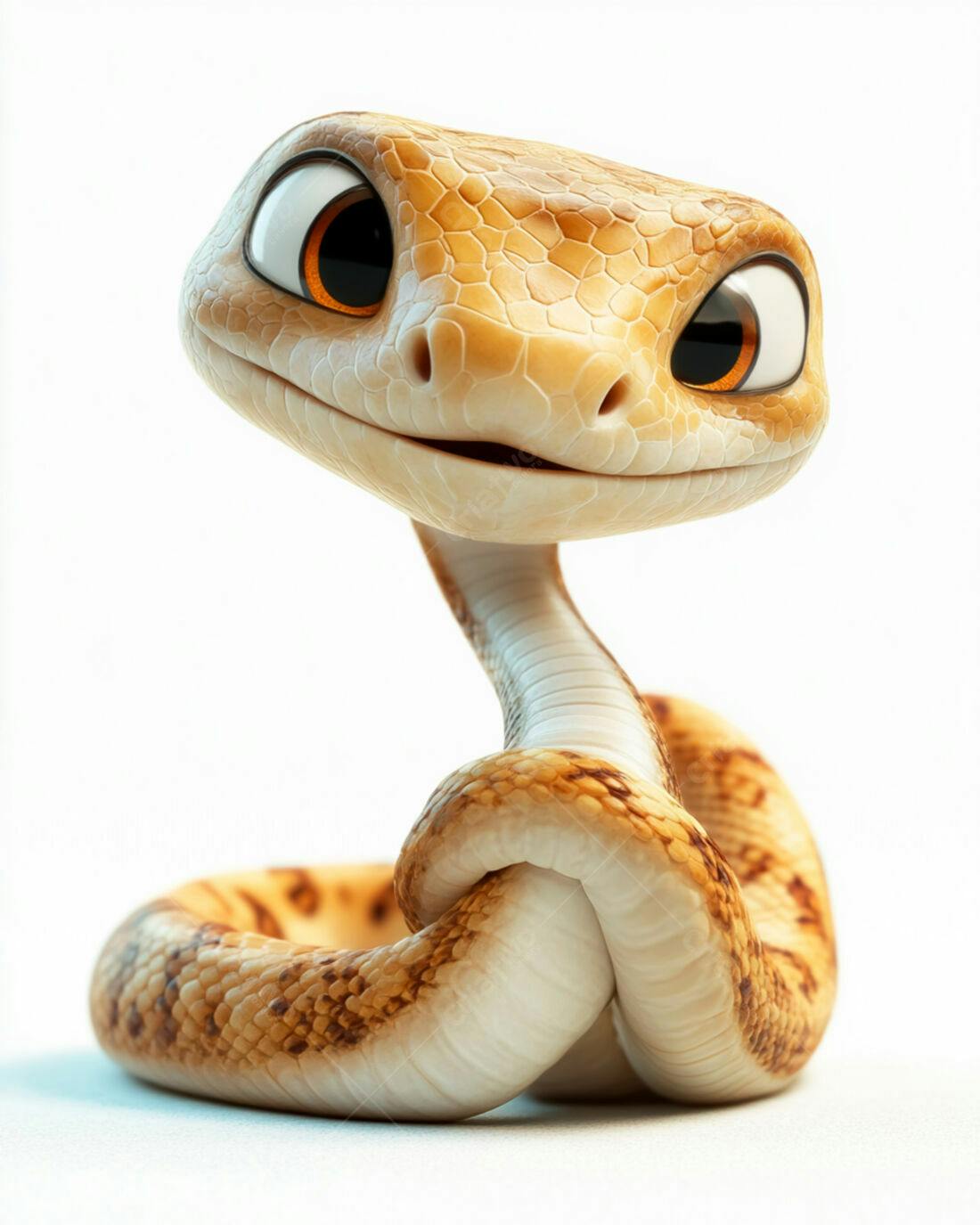 Cobra fofa desenho animado cores bege e marrom