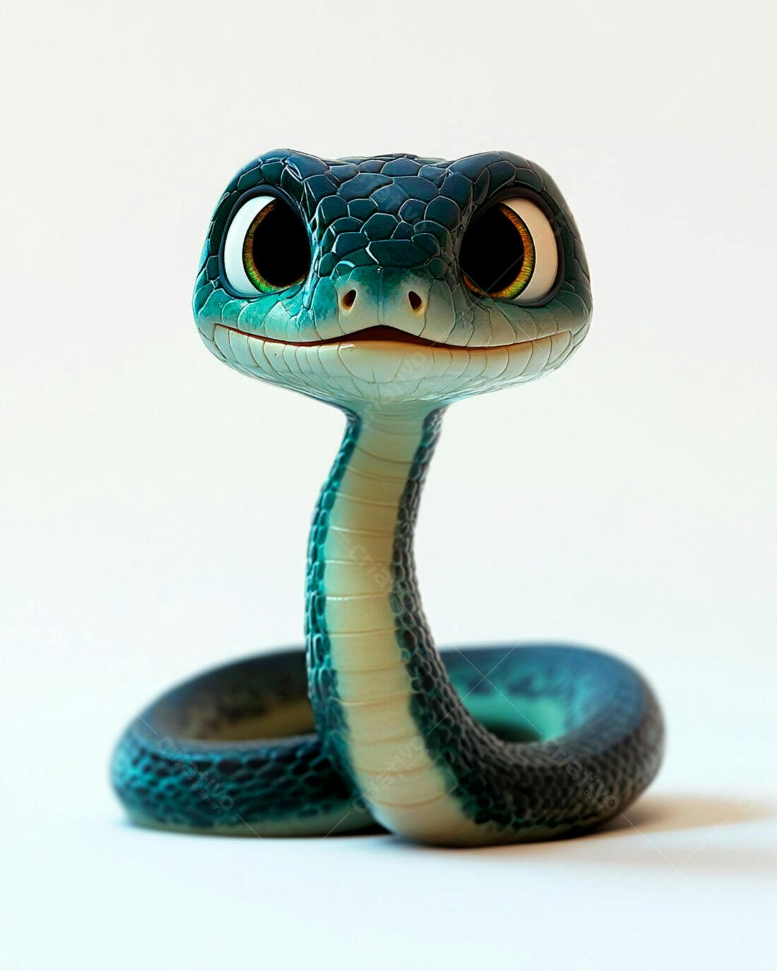 Cobra fofa azul turquesa desenho animado