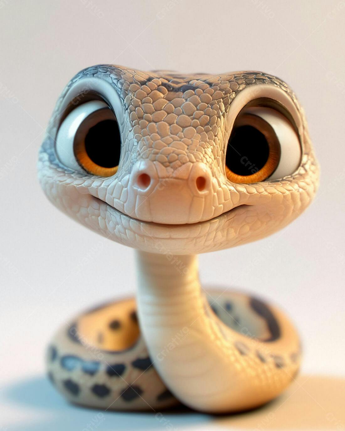 Cobra fofa desenho animado olhos grandes