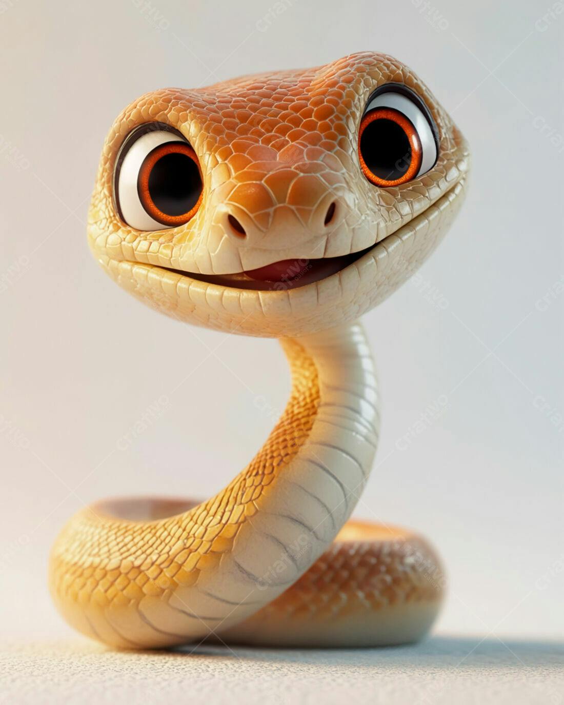 Cobra fofa desenho animado tons areia