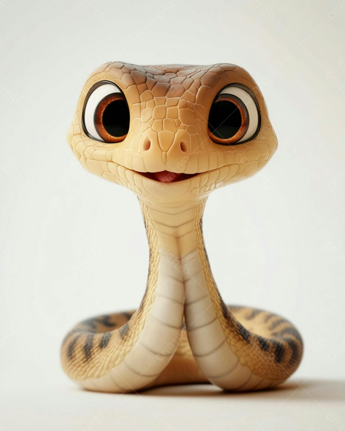 Cobra fofa sorrindo fundo branco