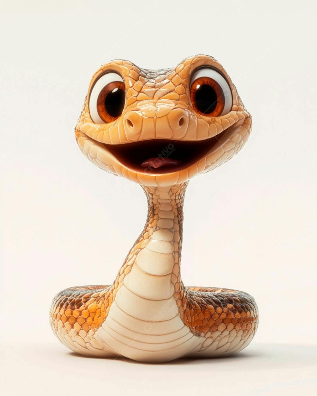 Cobra fofa sorrindo fundo branco