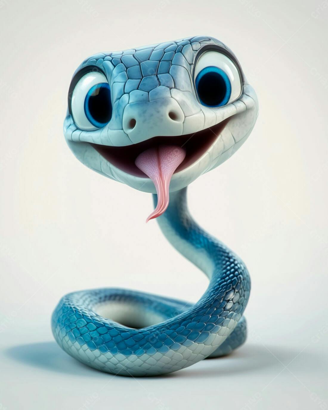 Cobra azul fofa sorrindo