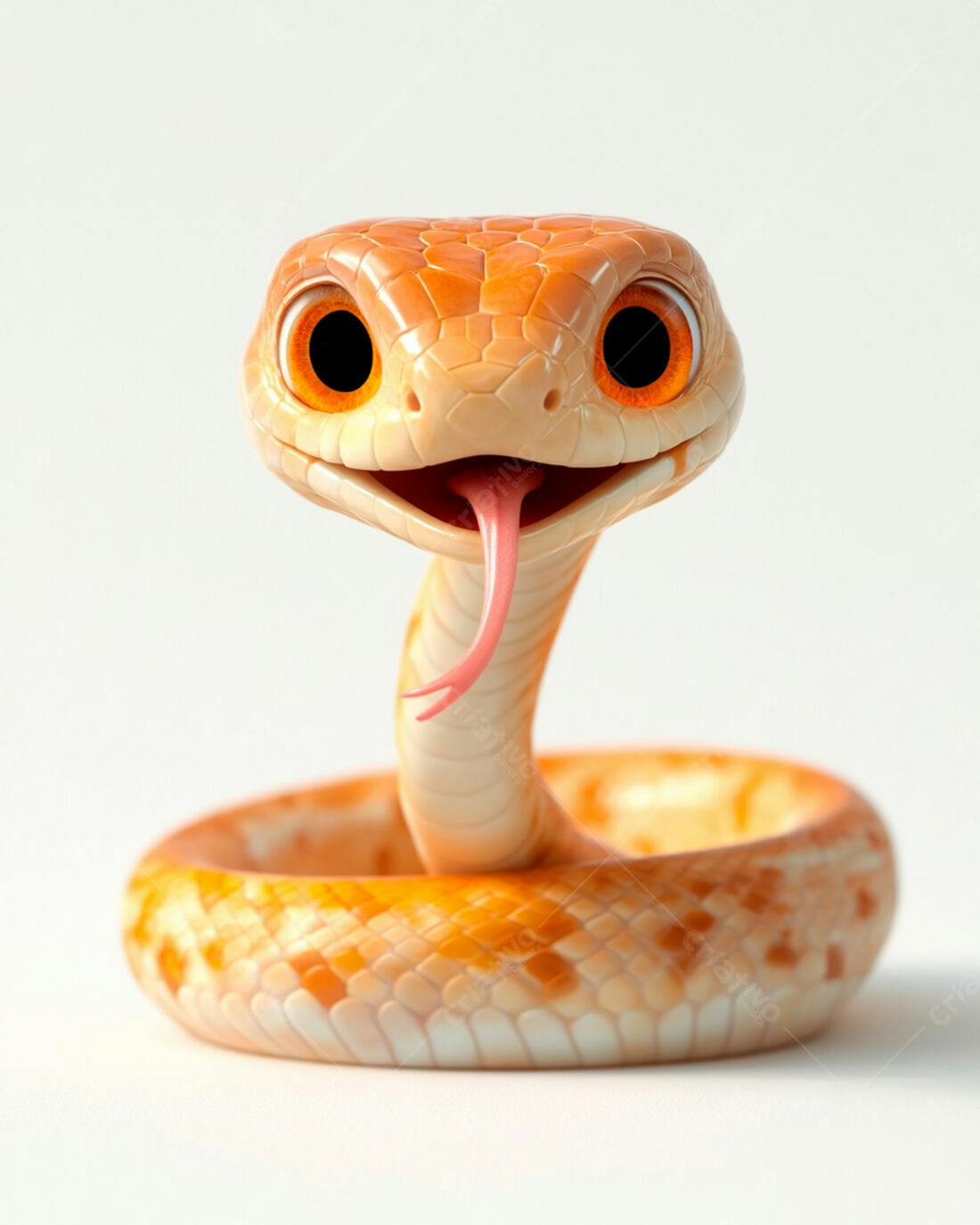 Cobra fofa laranja em fundo branco