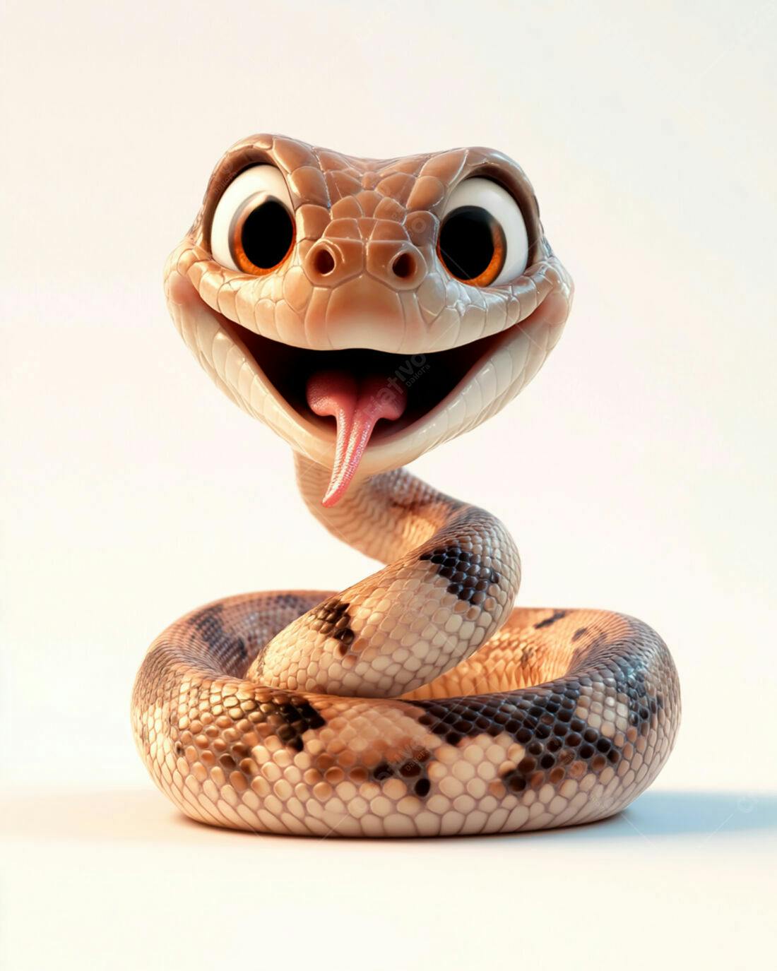 Cobra fofa sorrindo desenho animado