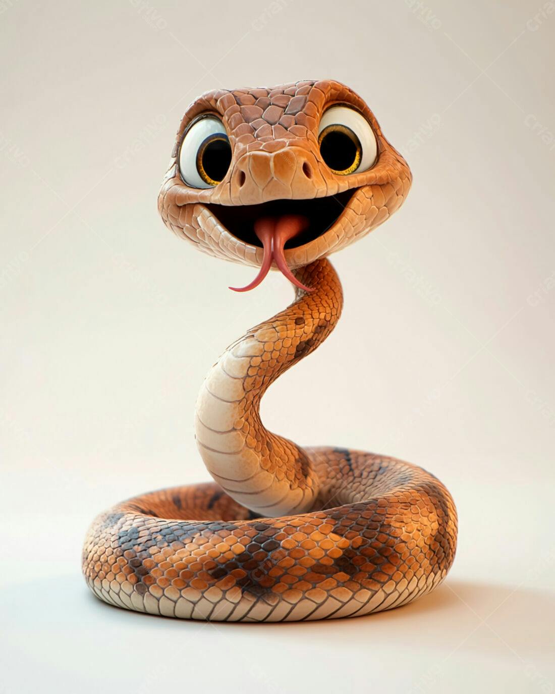 Cobra fofa de desenho animado marrom e bege
