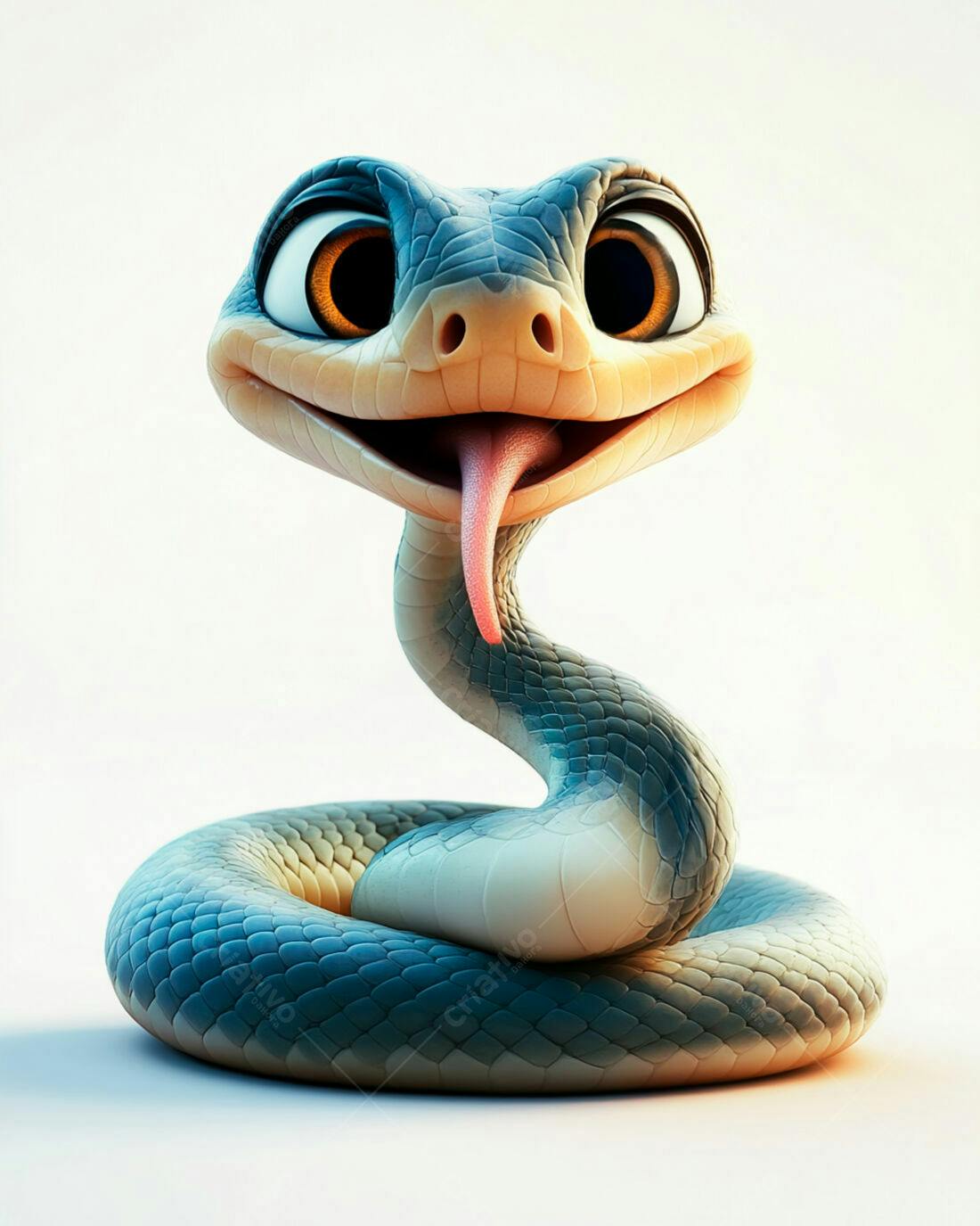 Cobra fofa desenho animado azul e branco