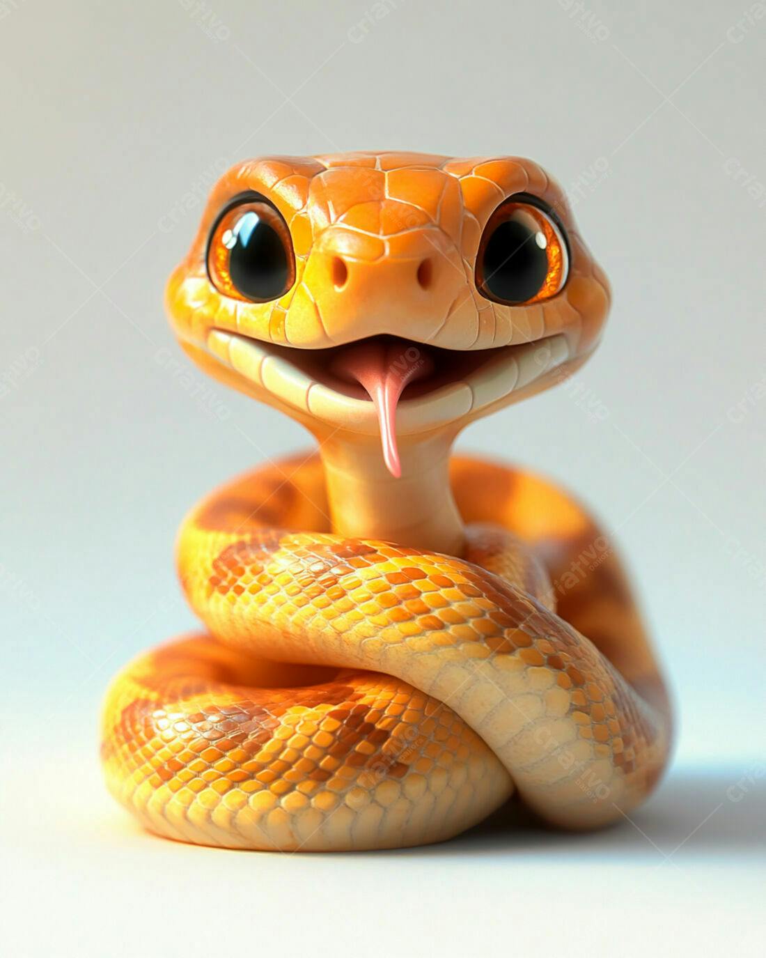 Cobra fofa laranja enroscada