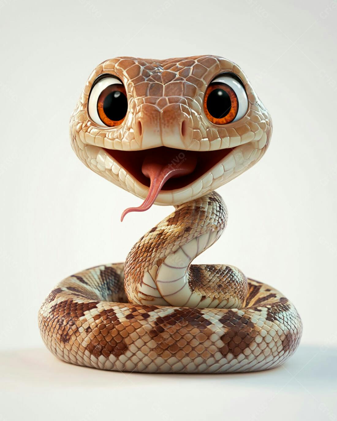 Cobra fofa desenho animado tons marrons