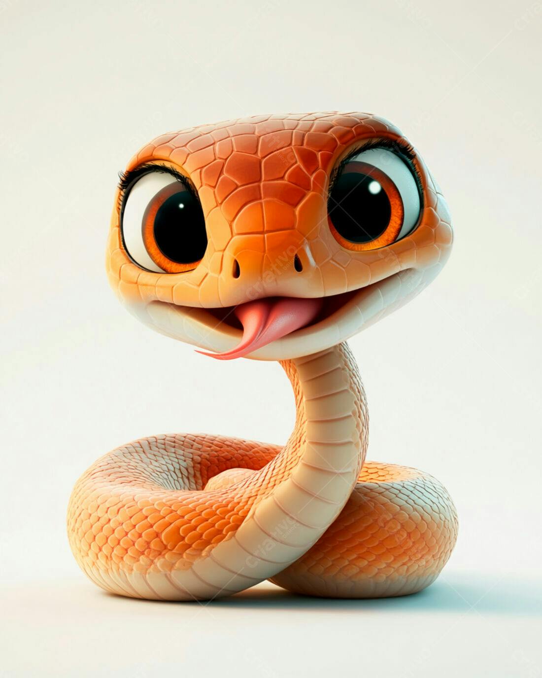 Cobra fofa laranja estilo desenho animado