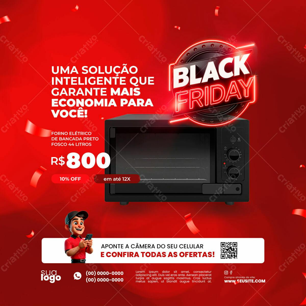 Flyer Black Friday Forno Elétrico PSD Editável