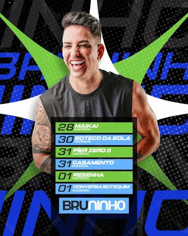 Agenda semanal bruninho (feed e stories)