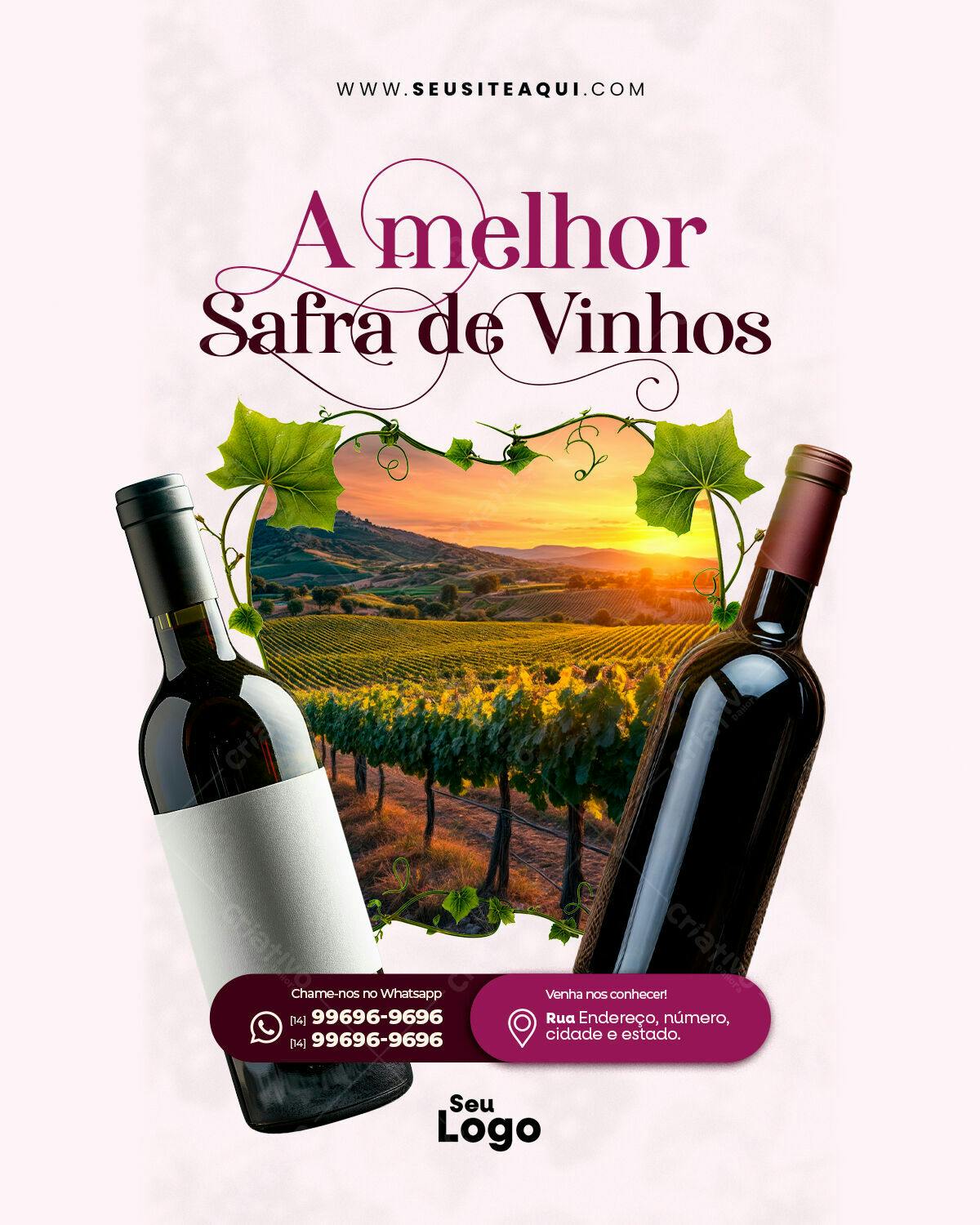 Flyer para Festa da Melhor Safra de Vinhos PSD Editável