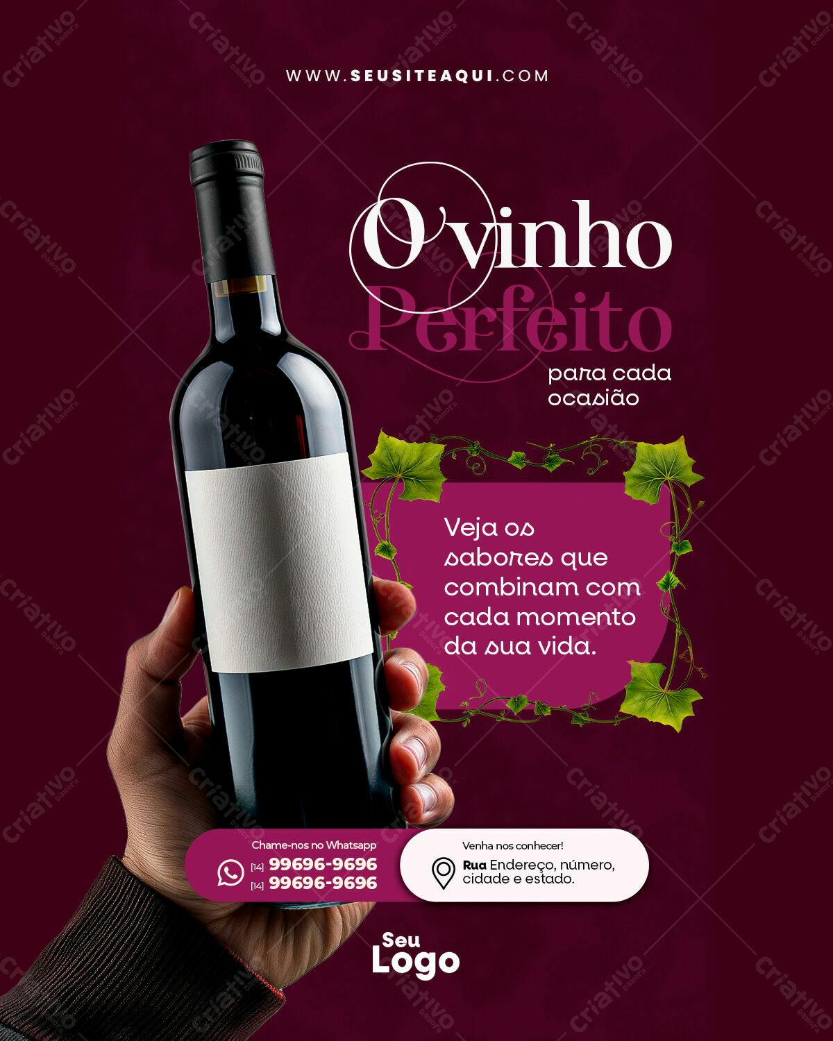 Flyer para Venda de Vinhos PSD Editável