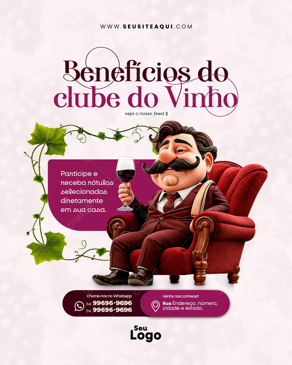 Flyer Clube do Vinho PSD Editável