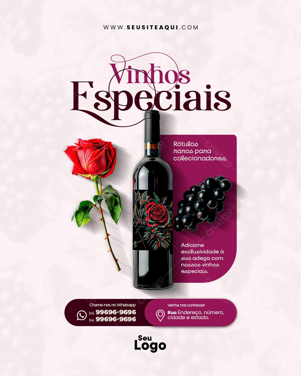 Flyer para Vinhos Especiais PSD Editável