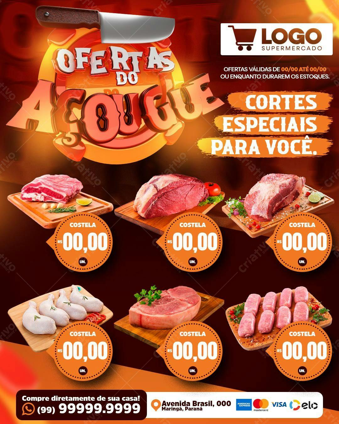 Flyer Ofertas Açougue PSD Editável