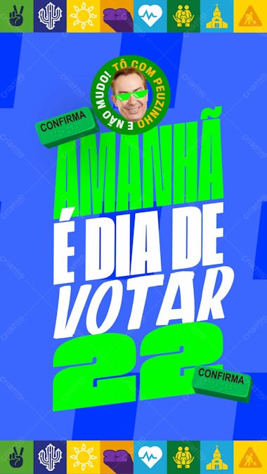 Flyer politico faltam amanhã dia de votar prefeito vereador deputado stories psd editável