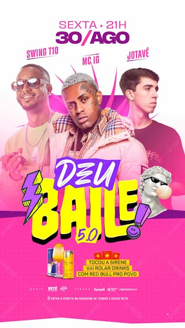 Flyer evento deu baile 5.0 stories psd editável