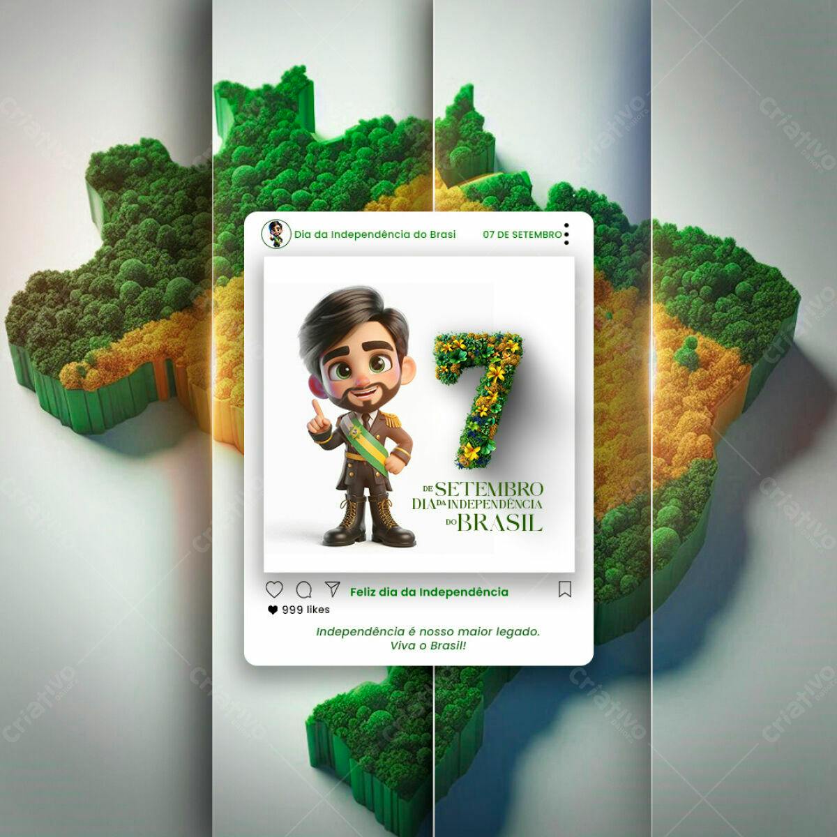 Post Instagram 7 de Setembro PSD Editável