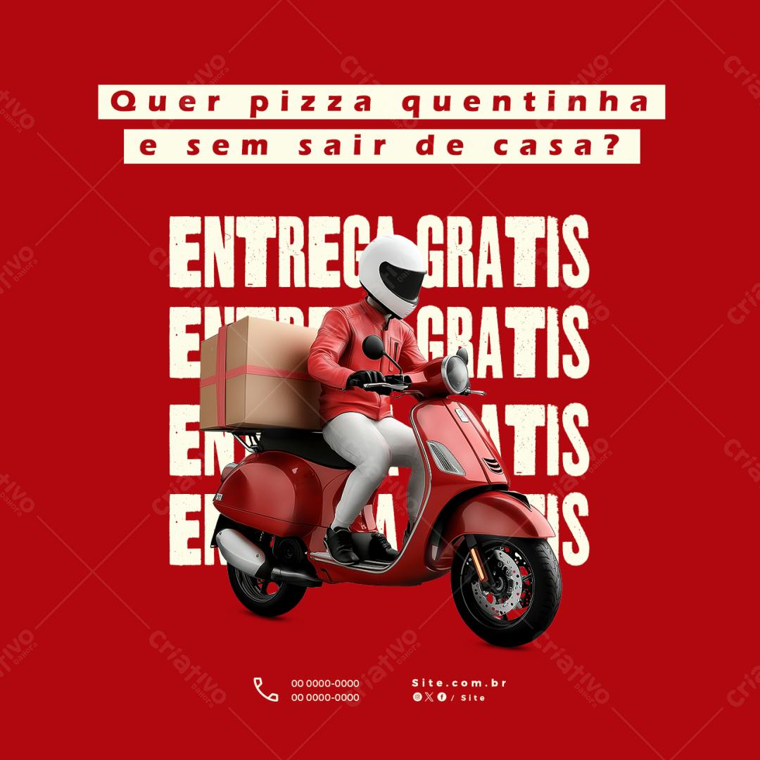 Postagem Instagram Pizza Entrega Grátis PSD Editável
