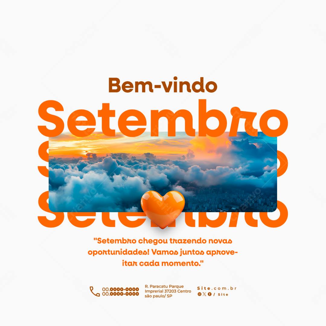 Postagem para Boas Vindas Setembro PSD Editável