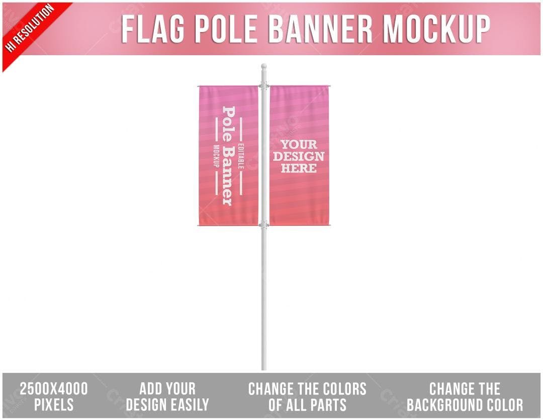 Mockup de Faixa para Mastros: Rosa e Vermelho Degradê