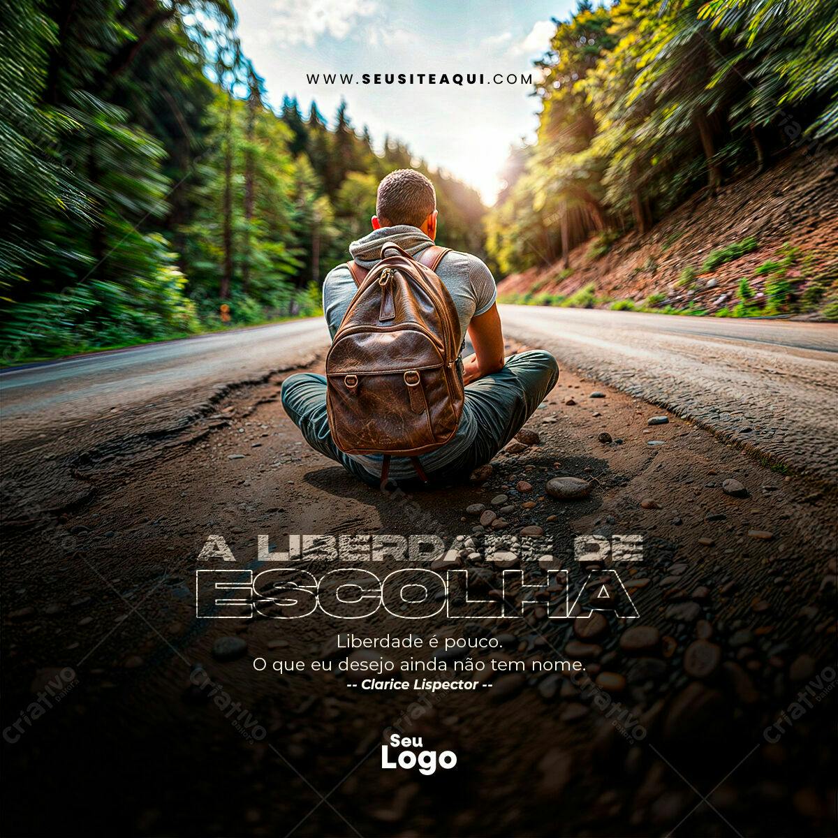 Poster Motivacional com Fotografia de Estrada PSD Editável