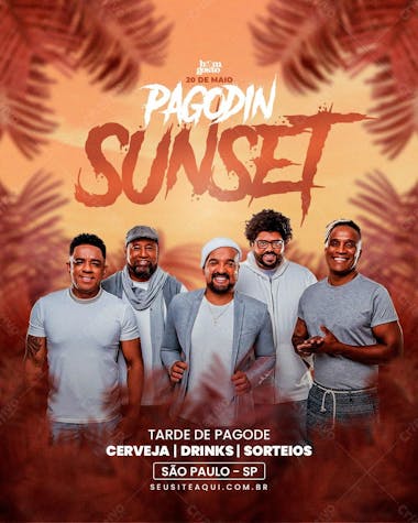 Flyer para eventos de pagode e festa na praia