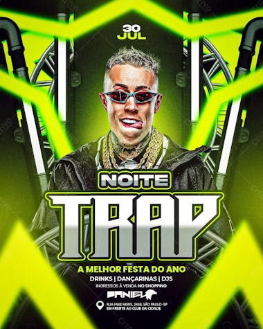 Flyer para eventos com cores neon