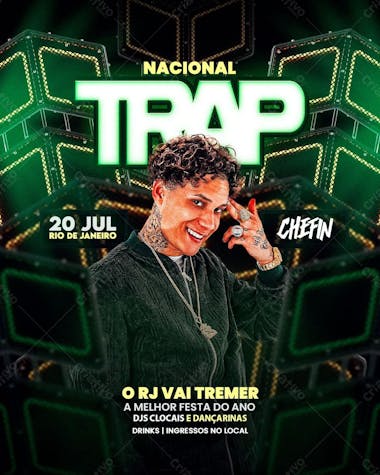 Flyer para eventos com setas 3d nacional trap