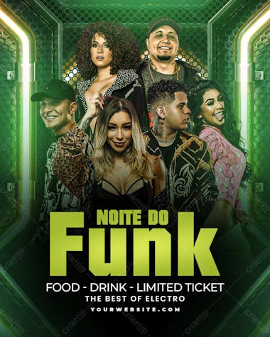 Flyer para eventos, festas e shows com iluminação neon 3d