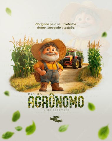 Dia do agrônomo, arte editável, social media