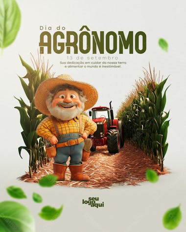 Dia do agrônomo, arte editável, social media