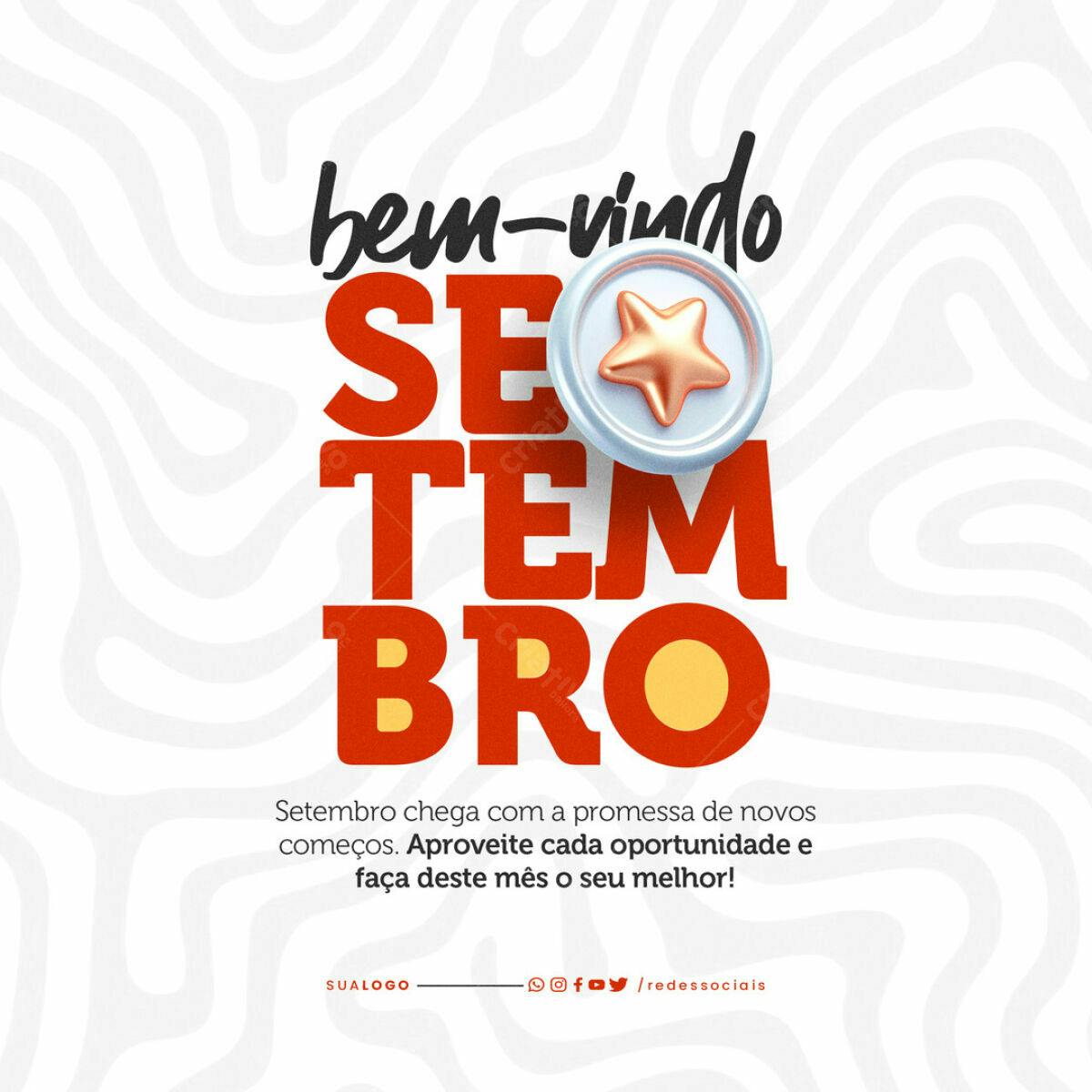 Post para Boas Vindas Setembro PSD Editável