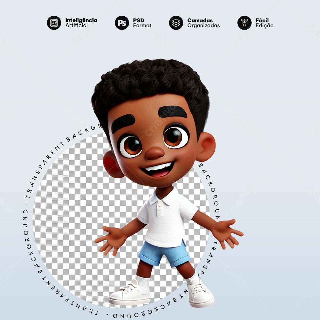 Icone Criança Afro PNG com fundo transparente