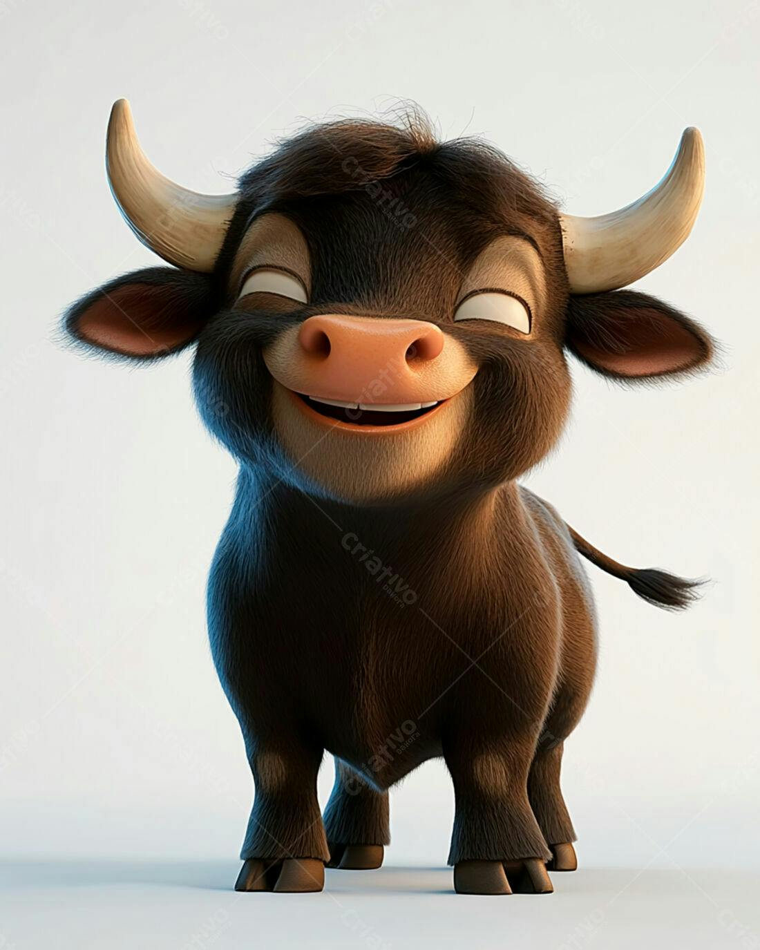 Touro animado sorridente fundo branco