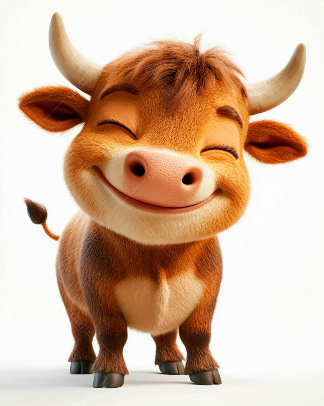 Touro animado feliz fundo branco