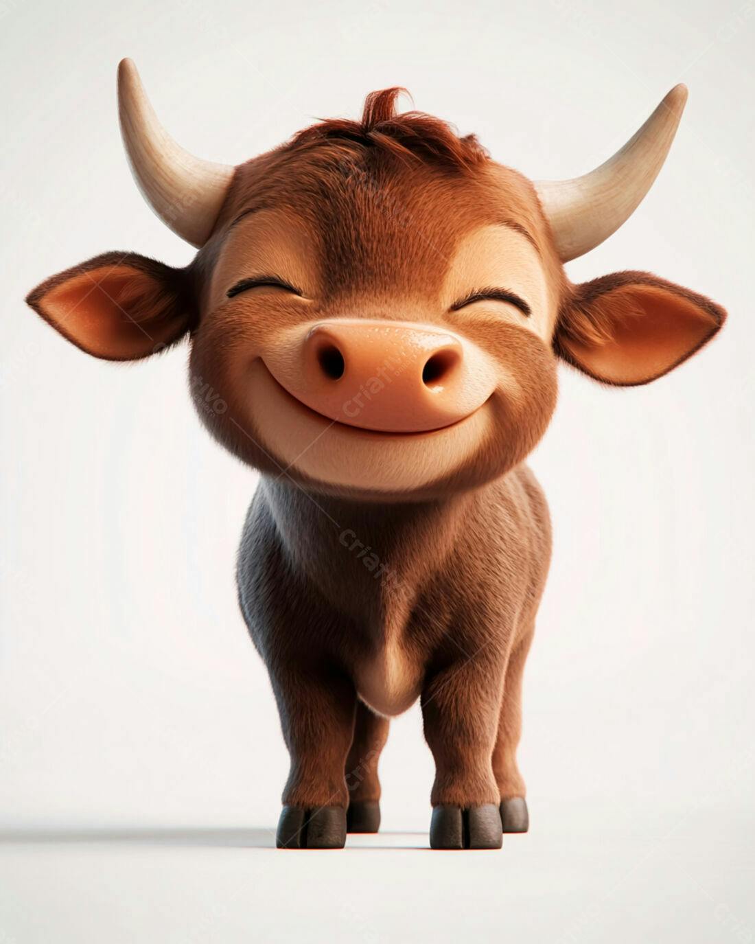 Touro fofo sorrindo fundo branco