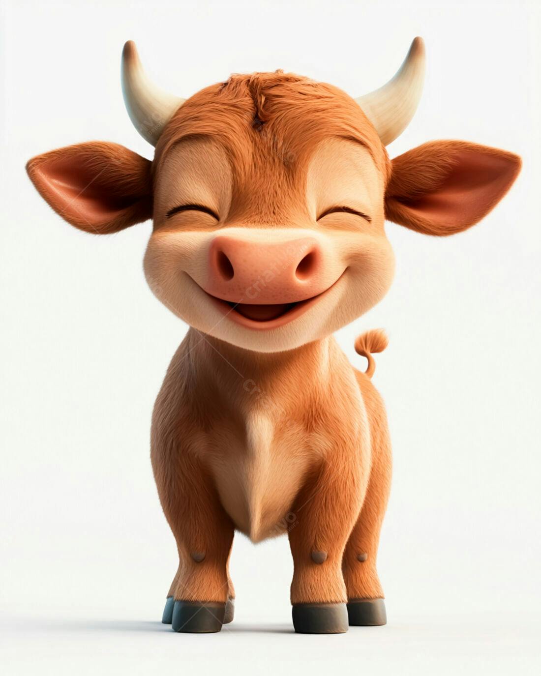 Bezerro fofo sorrindo fundo branco